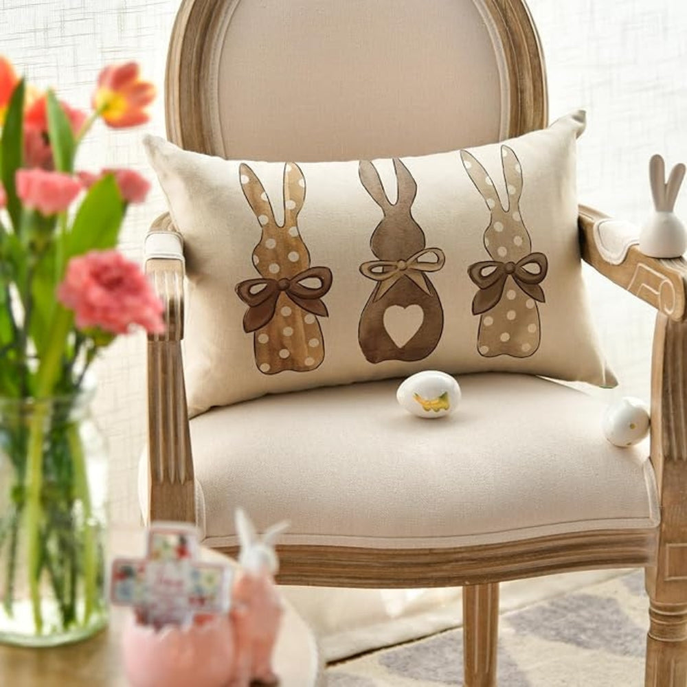 Hemp Bunny Cushion Cover - Eco-Friendly, Whimsical Design for Sofa 2