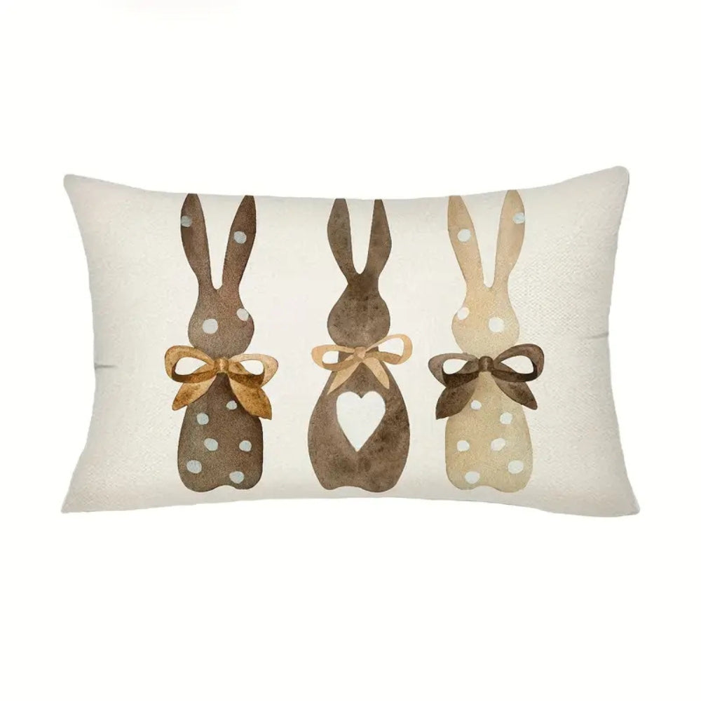 Hemp Bunny Cushion Cover - Eco-Friendly, Whimsical Design for Sofa 3