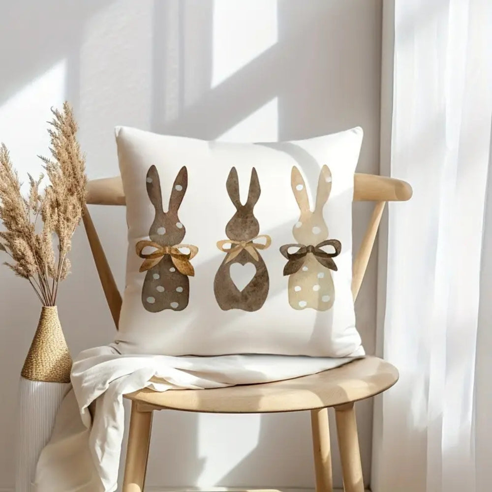Hemp Bunny Cushion Cover - Eco-Friendly, Whimsical Design for Sofa 4