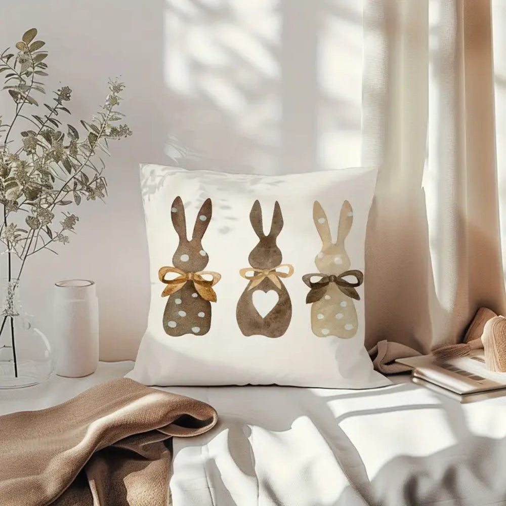 Hemp Bunny Cushion Cover - Eco-Friendly, Whimsical Design for Sofa 5