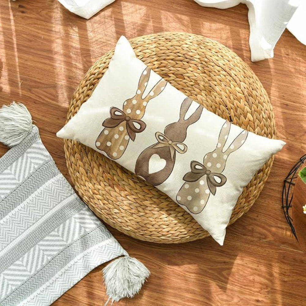 Hemp Bunny Cushion Cover - Eco-Friendly, Whimsical Design for Sofa 6