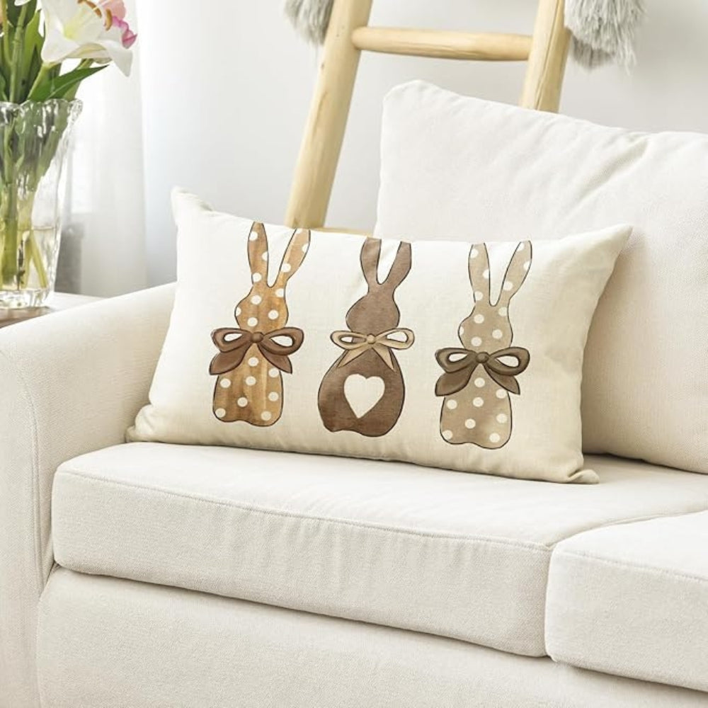 Hemp Bunny Cushion Cover - Eco-Friendly, Whimsical Design for Sofa 7