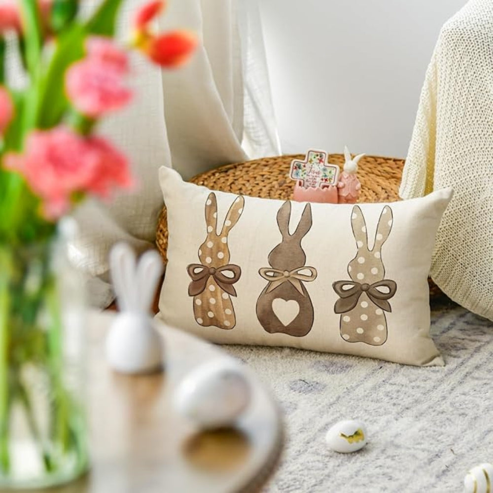 Hemp Bunny Cushion Cover - Eco-Friendly, Whimsical Design for Sofa 8