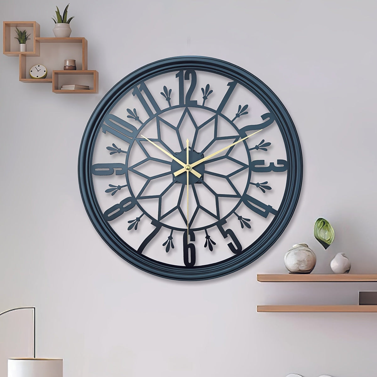 Ivy Vintage Wall Clock - Handcrafted Metal, Silent Movement Decor 2
