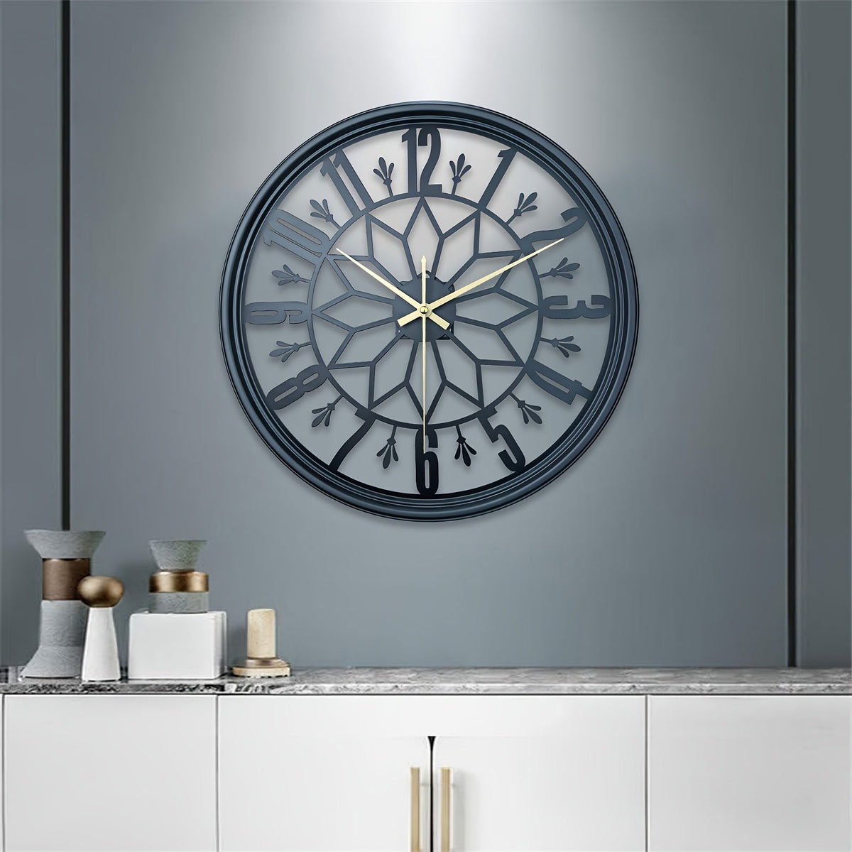 Ivy Vintage Wall Clock - Handcrafted Metal, Silent Movement Decor 4