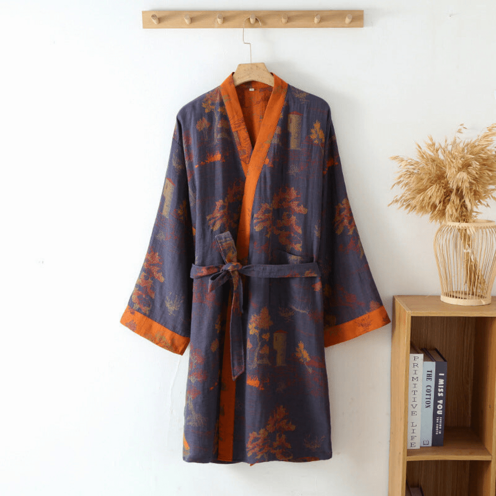 Karma Bathrobe - 100% Cotton Gauze, Unisex Kimono Design 0