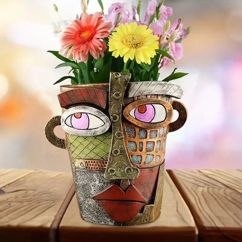 ArtMuse Planter – Abstract Face Flower Pot – Decorative Indoor Outdoor Accent