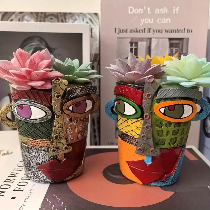 ArtMuse Planter – Abstract Face Flower Pot – Decorative Indoor Outdoor Accent