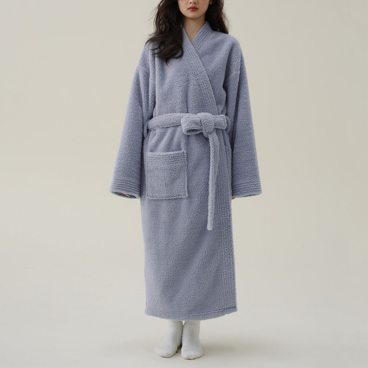Liora Mens Robe - Plush Flannel Fleece, Kimono Fit 3