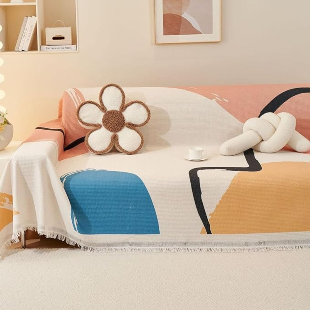 Luna Sofa Cover - Cotton-Microfiber Blend, Pet-Friendly Abstract Design 3