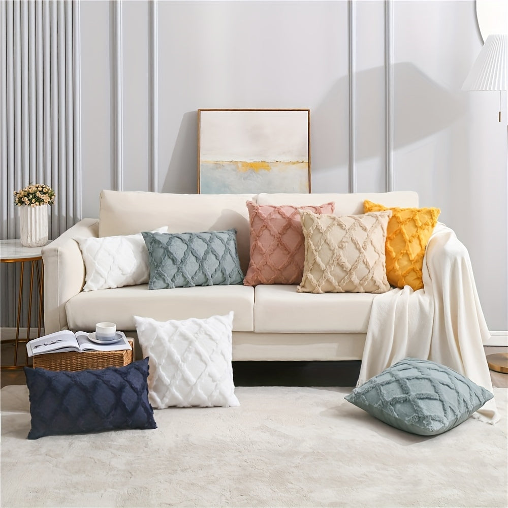 Lunel Velvet Pillow Cover - Boho Geometric, Soft Texture 1