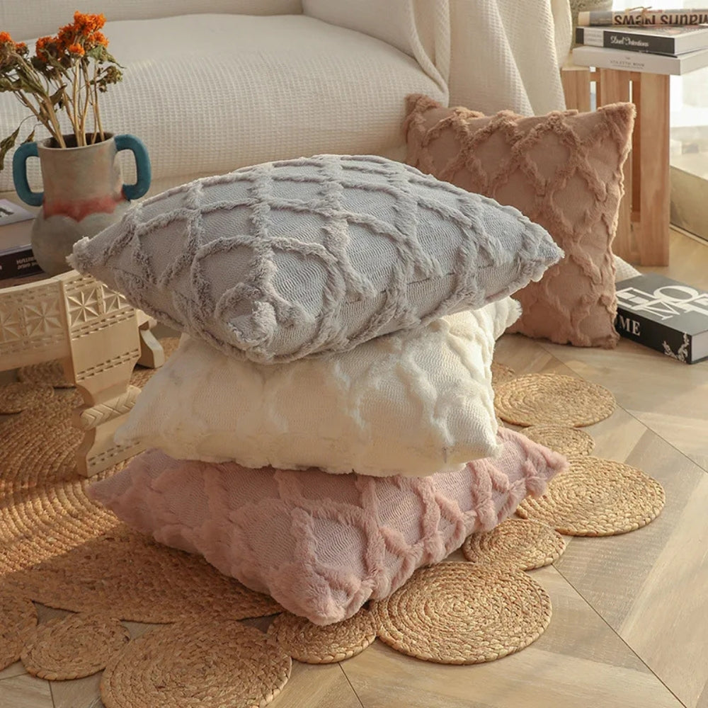 Lunel Velvet Pillow Cover - Boho Geometric, Soft Texture 3