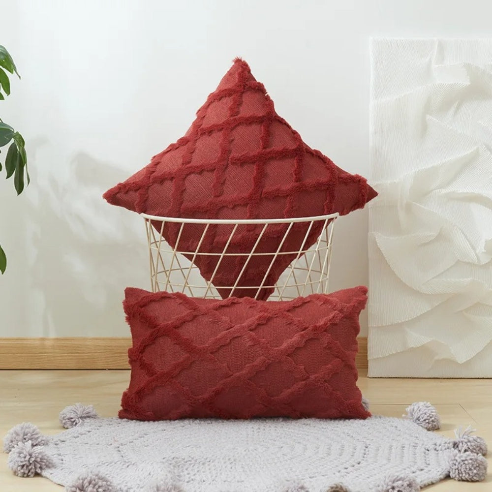 Lunel Velvet Pillow Cover - Boho Geometric, Soft Texture 8