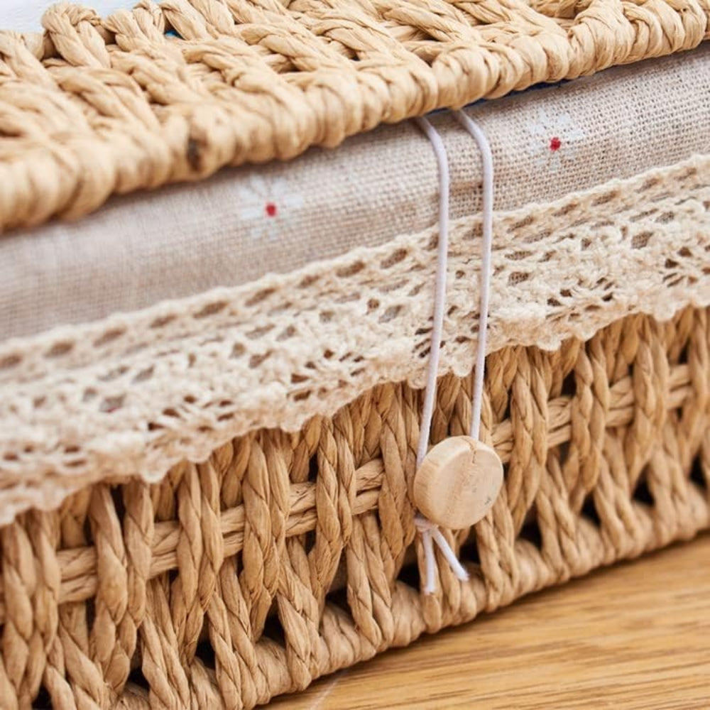 Lunor Tissue Box Cover - Handwoven Braided Paper Rope, Vintage Style 3