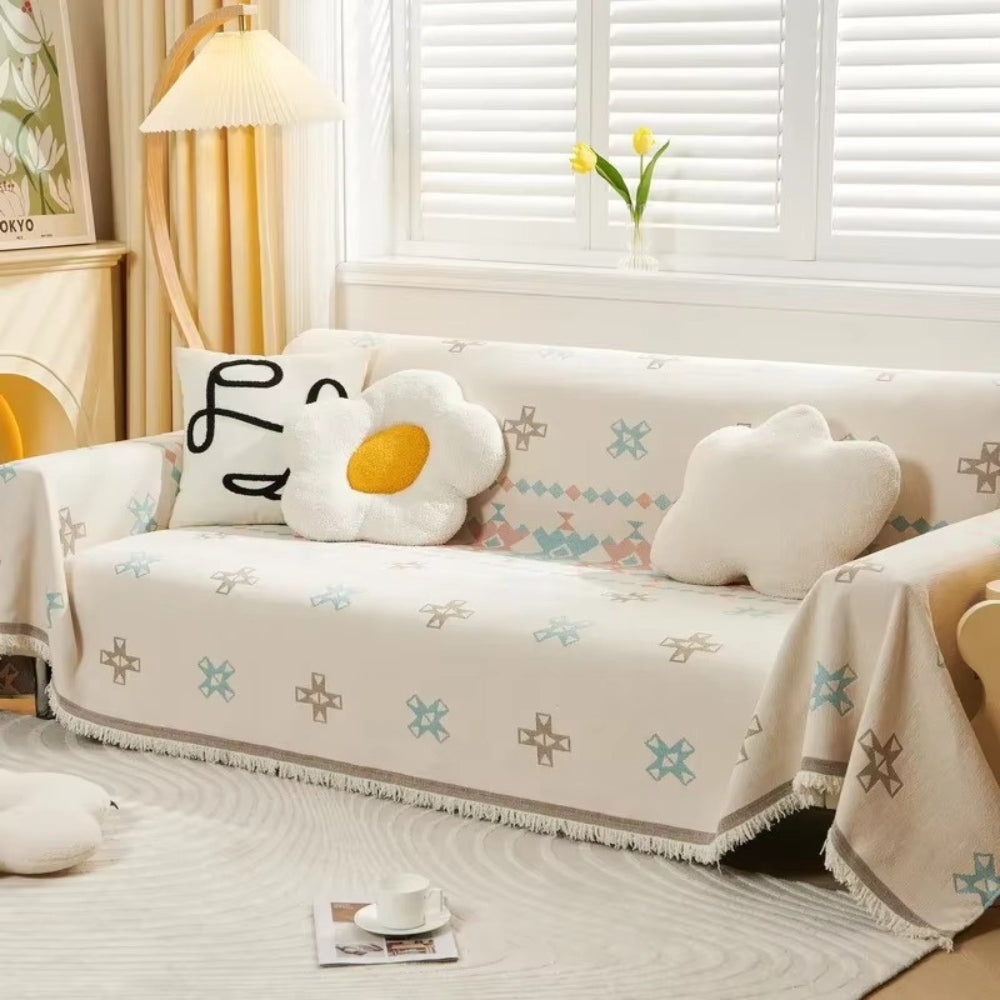 Meringue Sofa Cover - Soft Chenille, Geometric Design 0