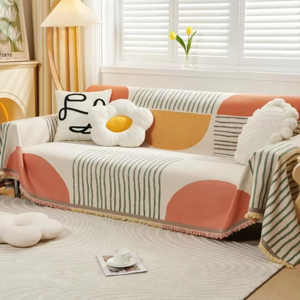 Meringue Sofa Cover - Soft Chenille, Geometric Design 1