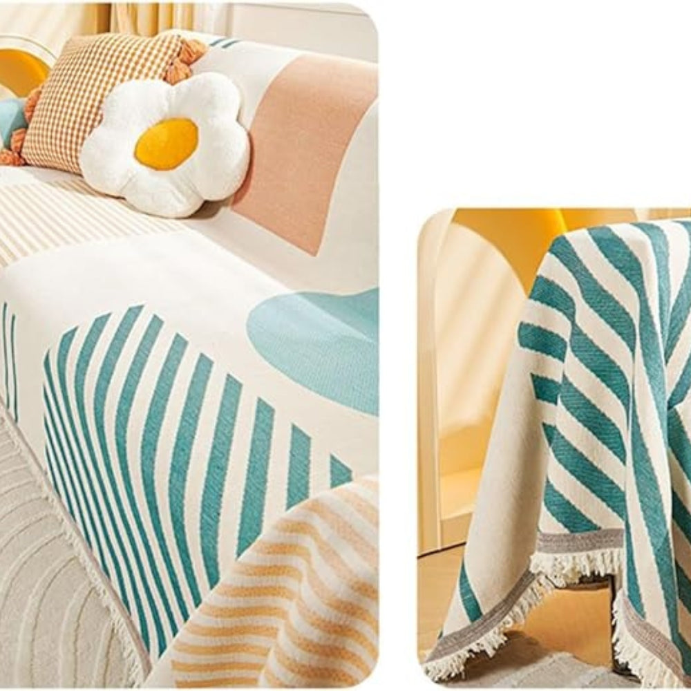 Meringue Sofa Cover - Soft Chenille, Geometric Design 5
