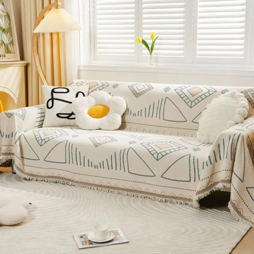 Meringue Sofa Cover - Soft Chenille, Geometric Design 6