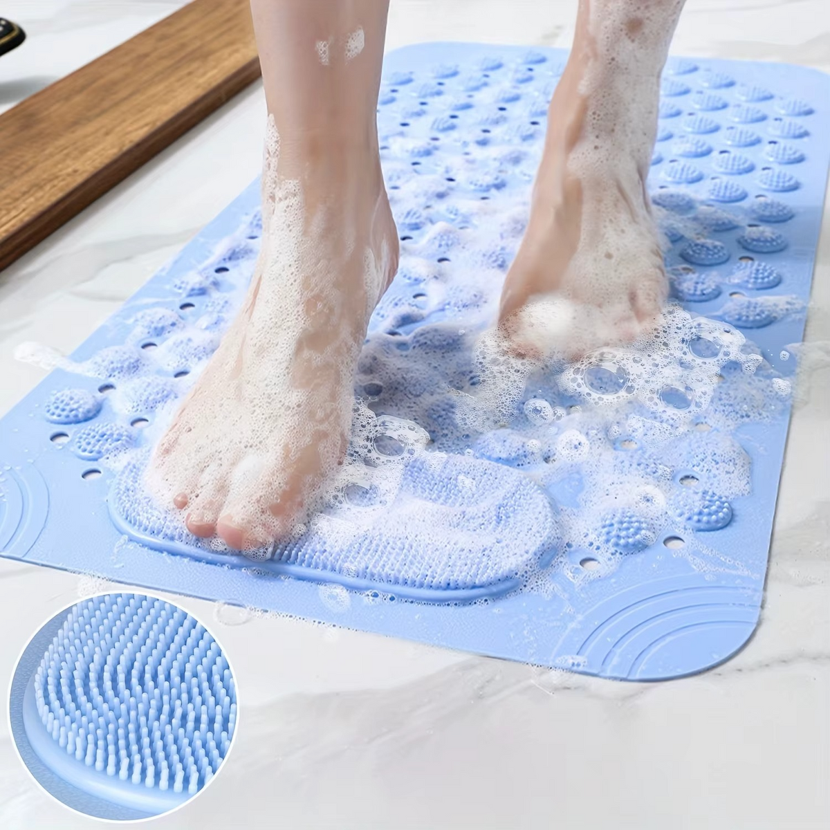 Nerix Shower Mat Non-Slip - Durable PE with Massage Surface and Suction Cups 1