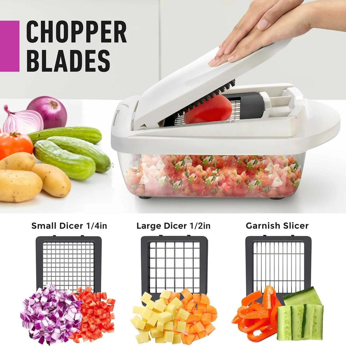 Nexa Vegetable Slicer - 10-in-1 with 8 Blades, Built-In Container 7