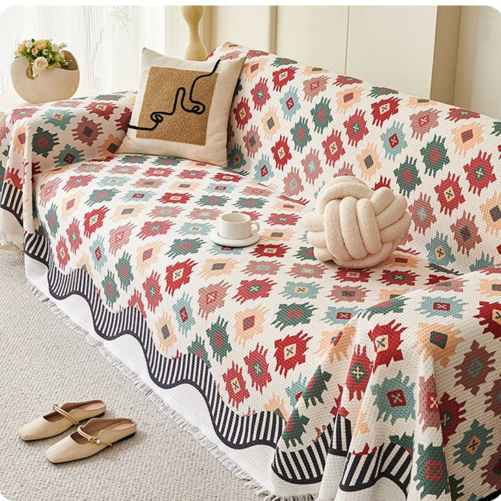 Noble Throw Cover - Durable Microfiber Blend, Geometric Design 0