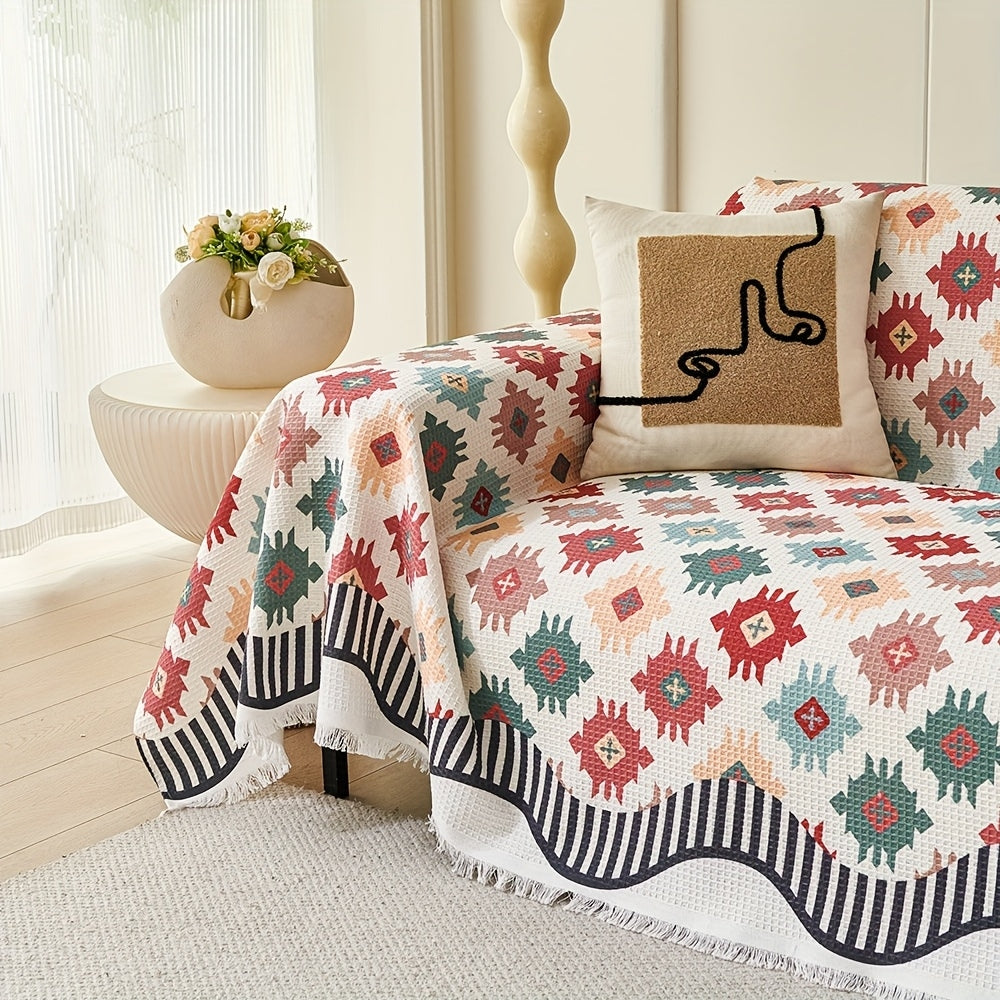 Noble Throw Cover - Durable Microfiber Blend, Geometric Design 2
