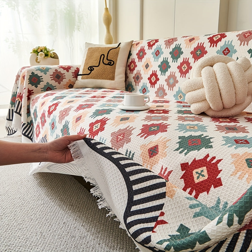 Noble Throw Cover - Durable Microfiber Blend, Geometric Design 3
