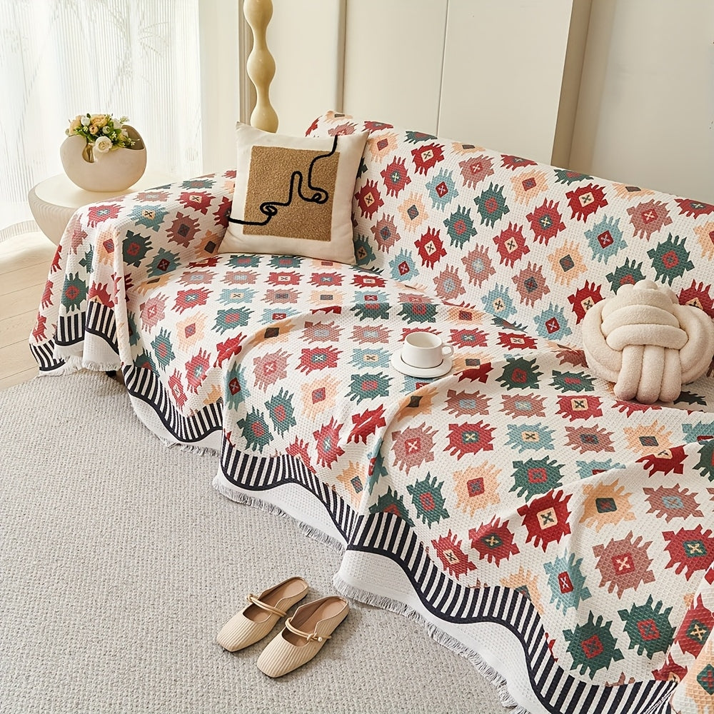 Noble Throw Cover - Durable Microfiber Blend, Geometric Design 4