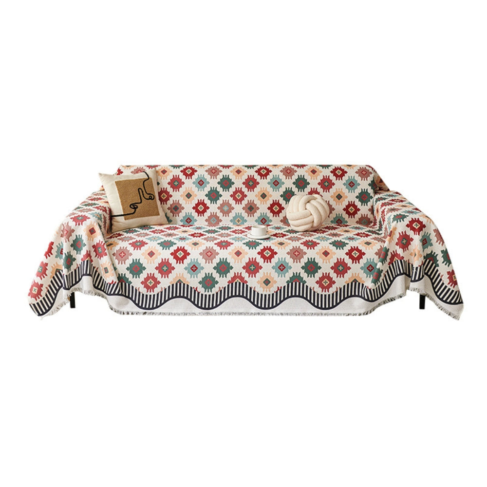 Noble Throw Cover - Durable Microfiber Blend, Geometric Design 6