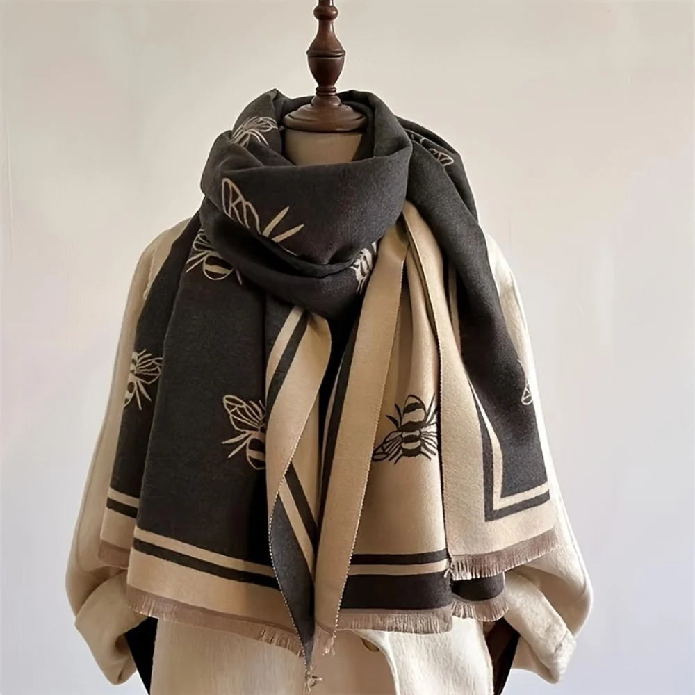 Nuvia Winter Scarf - Soft Microfiber, Warm Bee Pattern 1