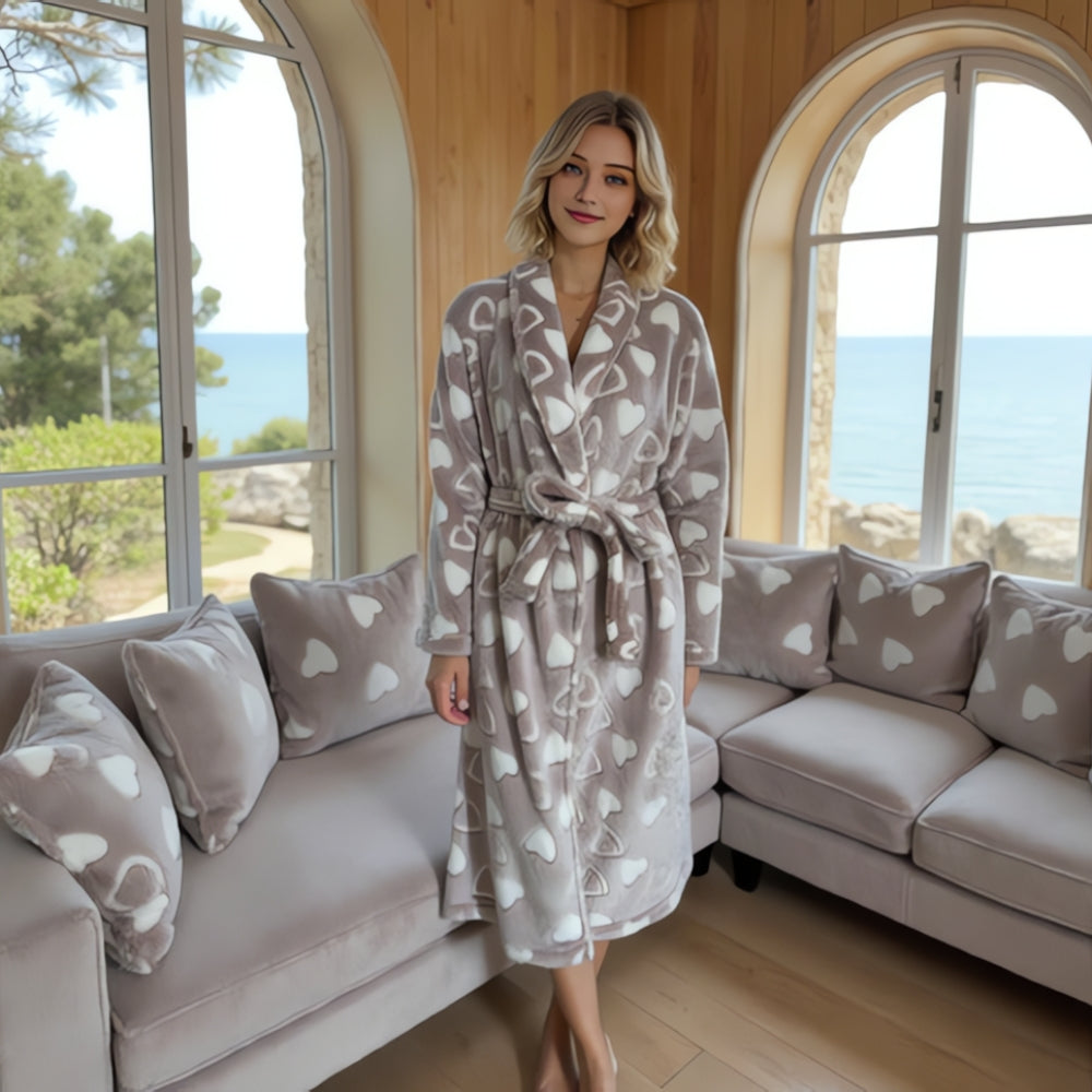 Plush Fleece Bathrobe - Premium Flannel, Cozy Comfort for Men and Women 0