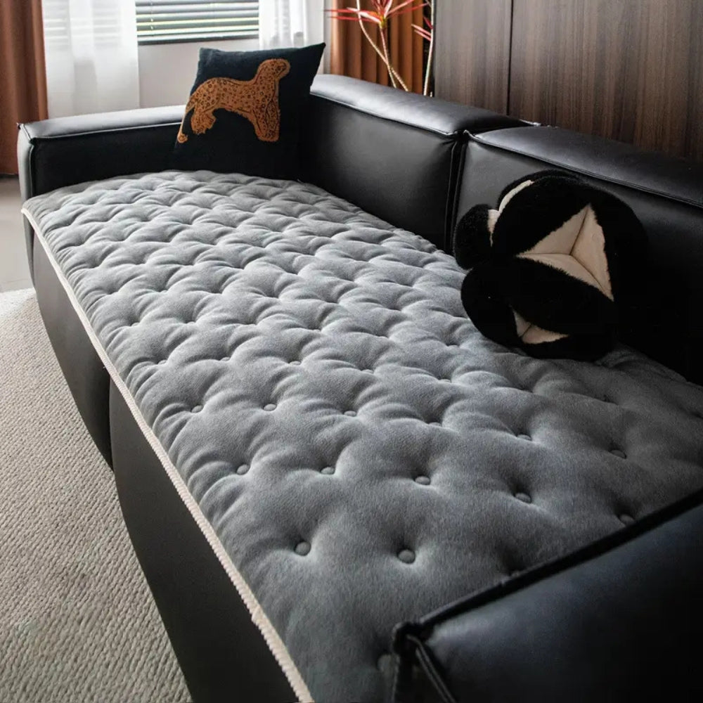 Plush Sofa Cover - Soft Microfiber, Dog-Proof Protection 0
