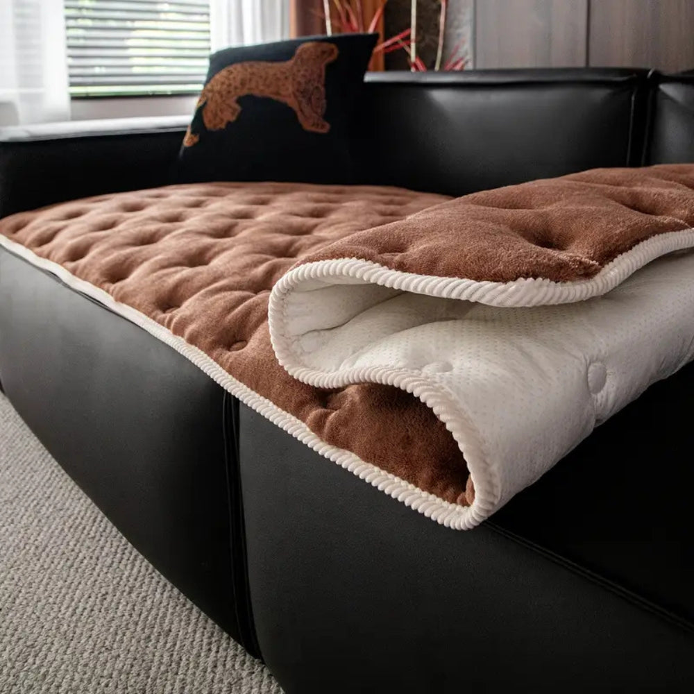 Plush Sofa Cover - Soft Microfiber, Dog-Proof Protection 3