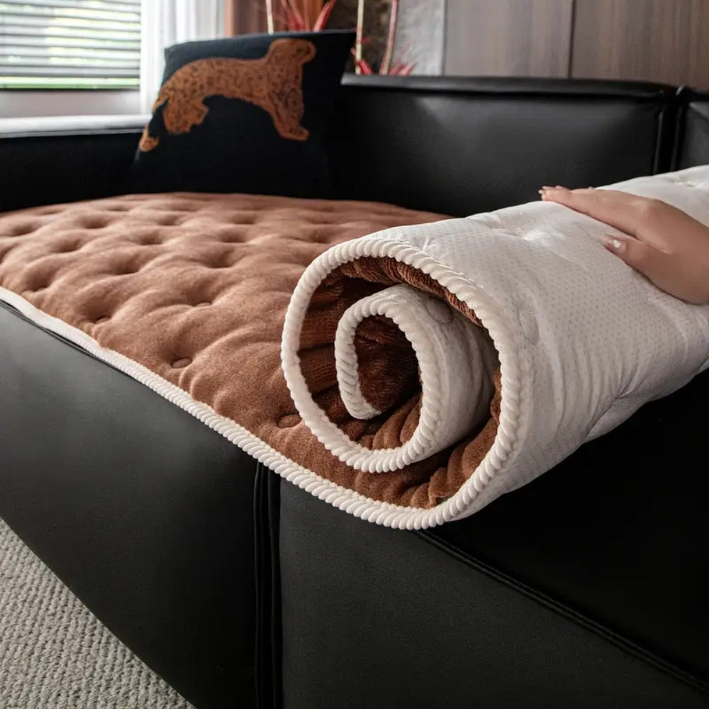 Plush Sofa Cover - Soft Microfiber, Dog-Proof Protection 4