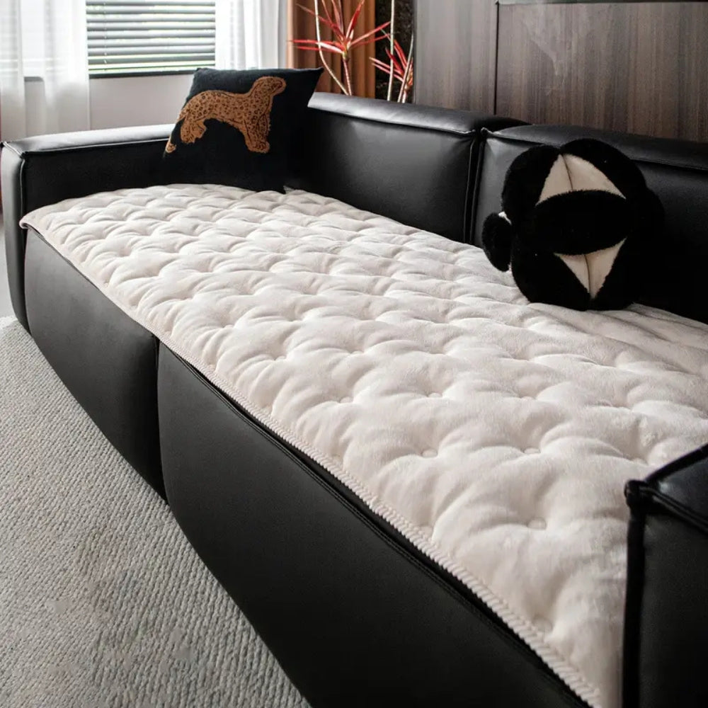 Plush Sofa Cover - Soft Microfiber, Dog-Proof Protection 6