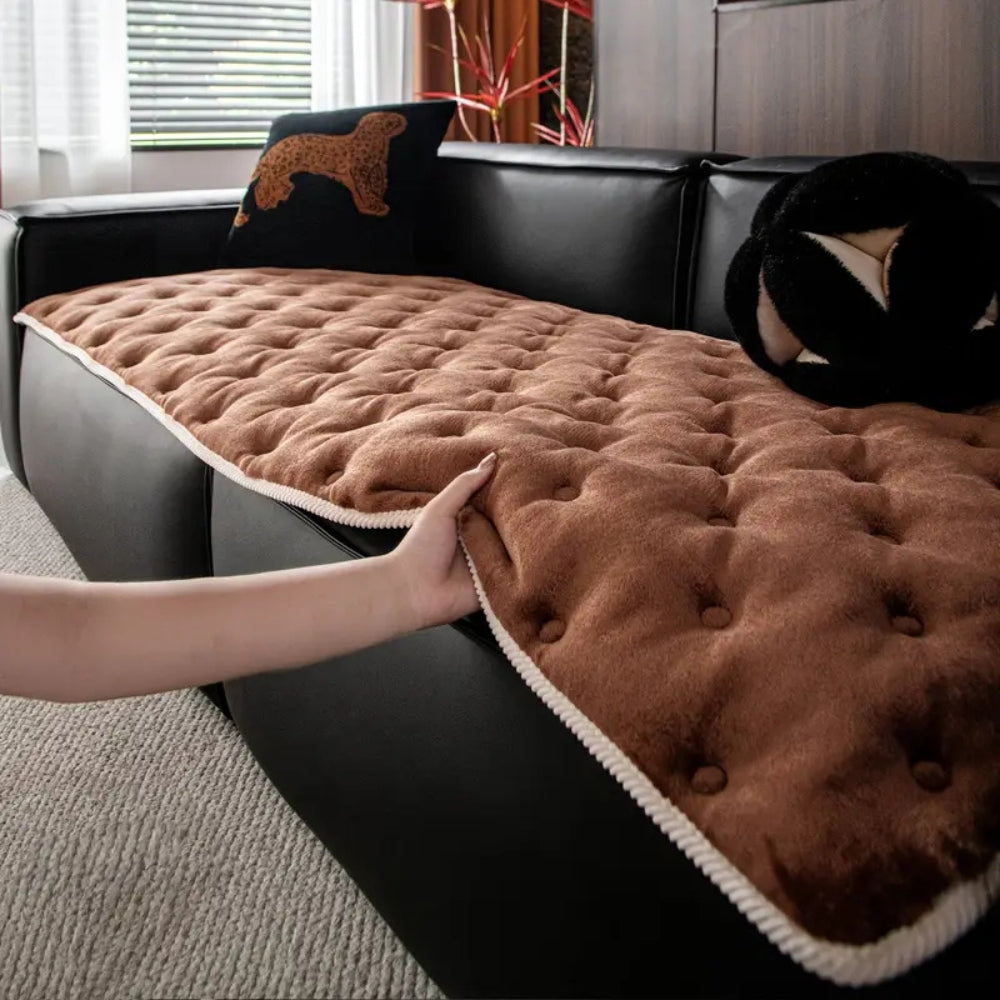 Plush Sofa Cover - Soft Microfiber, Dog-Proof Protection 7