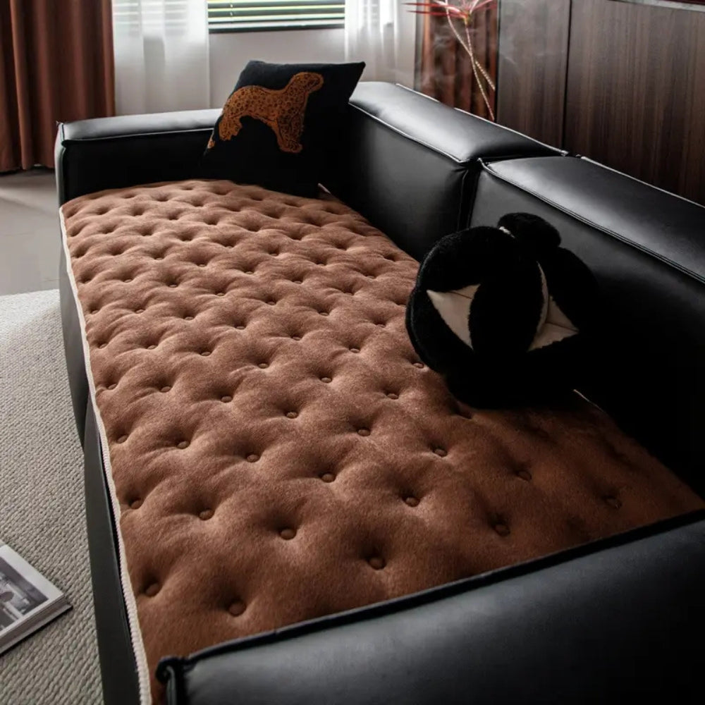 Plush Sofa Cover - Soft Microfiber, Dog-Proof Protection 8