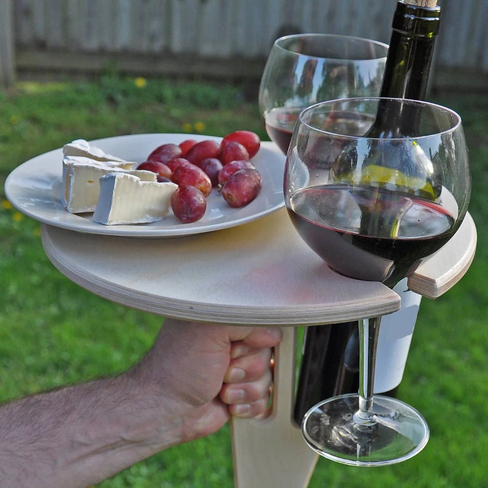 Plynn Foldable Picnic Table - Wooden Wine and Snack Support 0