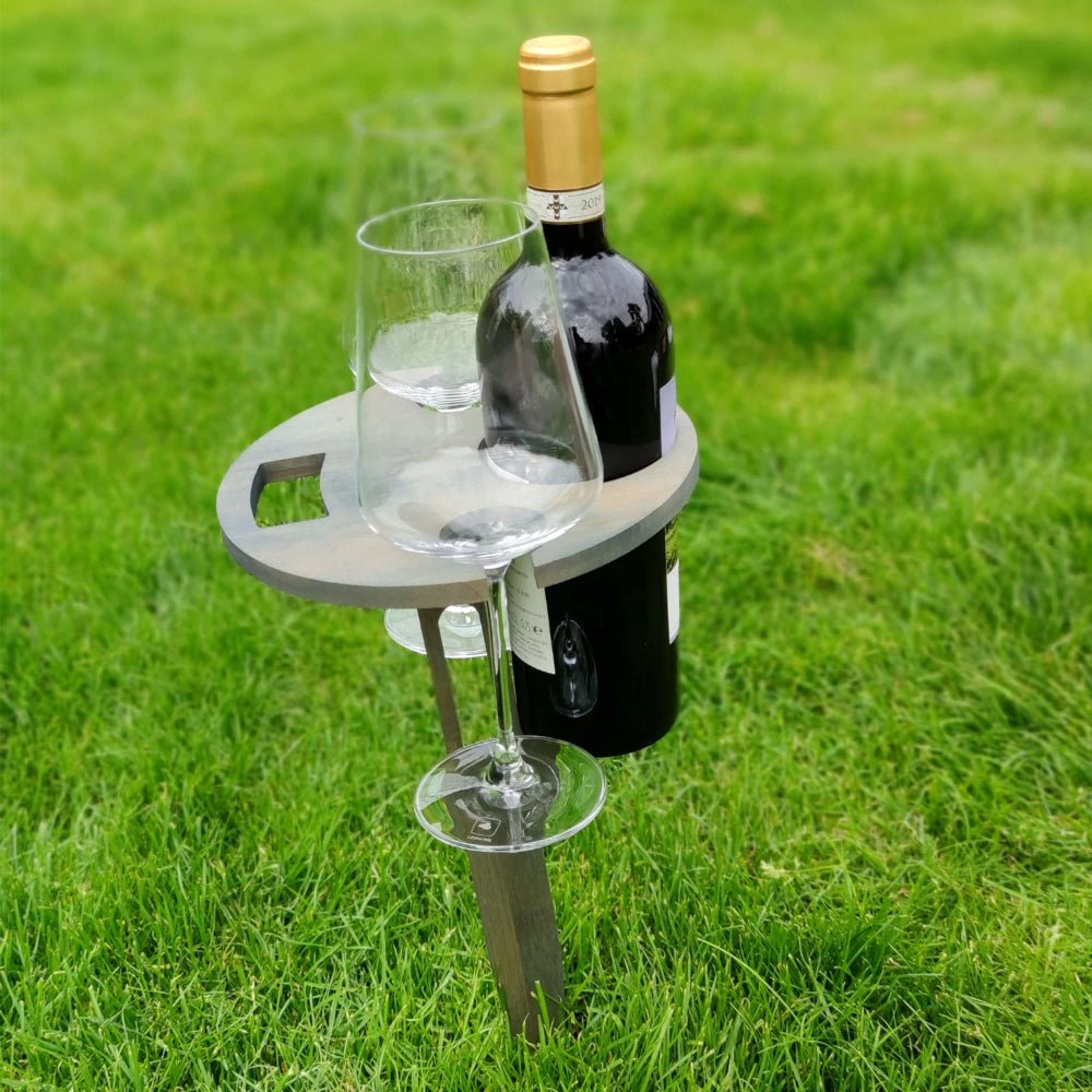 Plynn Foldable Picnic Table - Wooden Wine and Snack Support 3