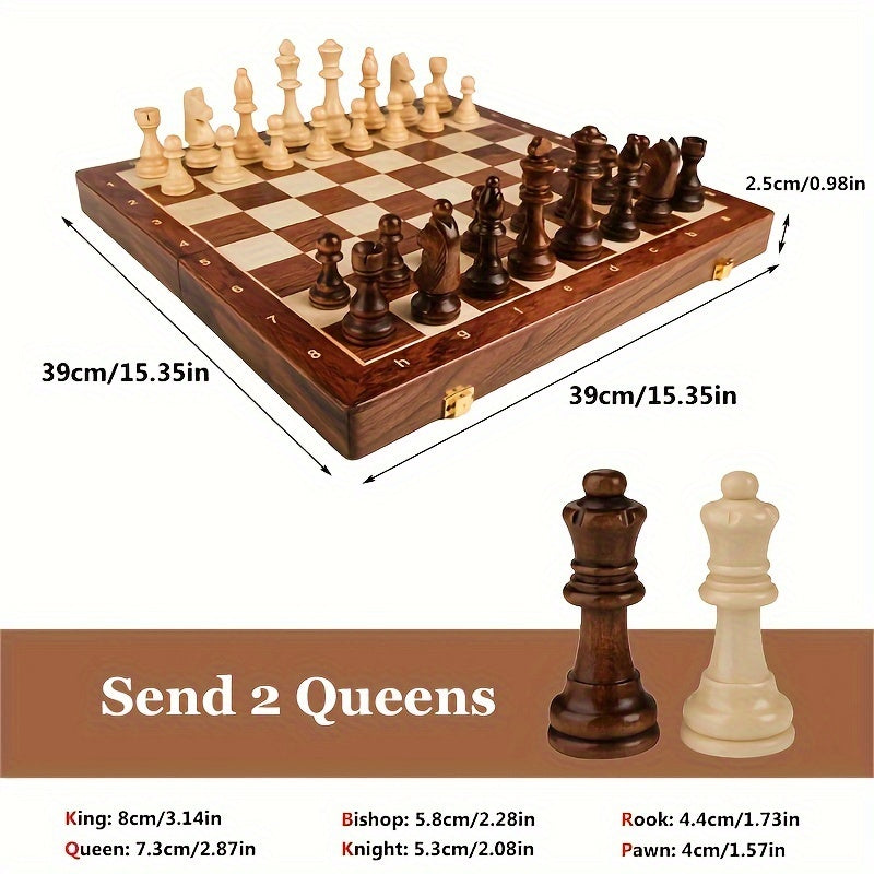 Pryden Wooden Chess Set - Solid Wood, Elegant Design 1
