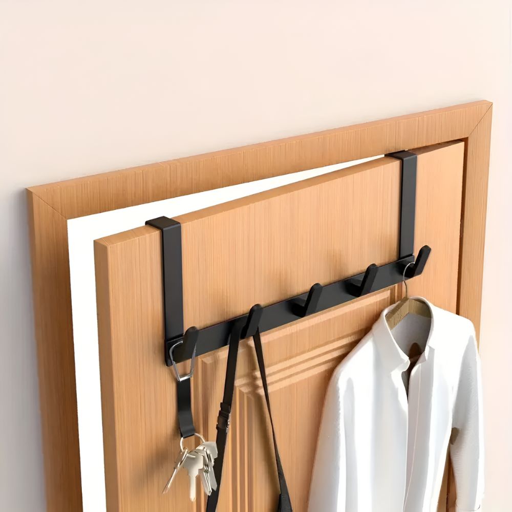 Quint Over the Door Organizer - Stainless Steel, Minimalist Towel Rack 2