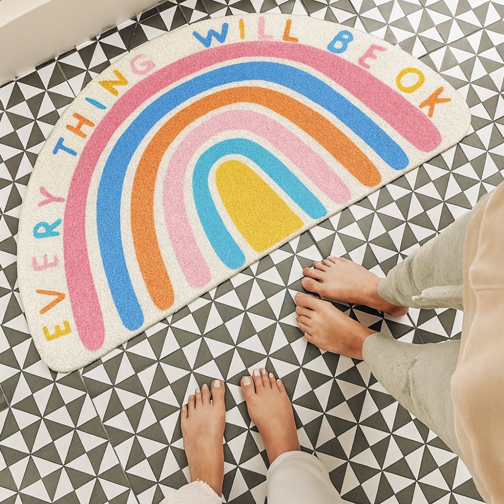 Radiant Half-Moon Bath Mat - Soft Microfiber, Non-Slip, Colorful Design 2