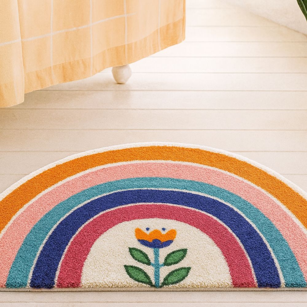 Radiant Half-Moon Bath Mat - Soft Microfiber, Non-Slip, Colorful Design 5
