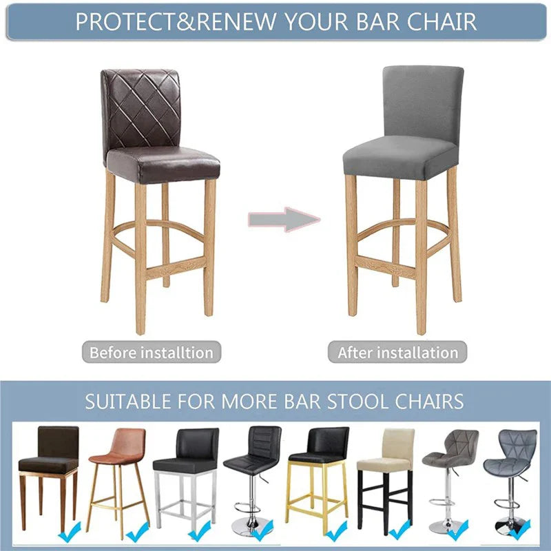 Sable Bar Stool Cover - Universal Stretch Fabric, Elegant Design 6