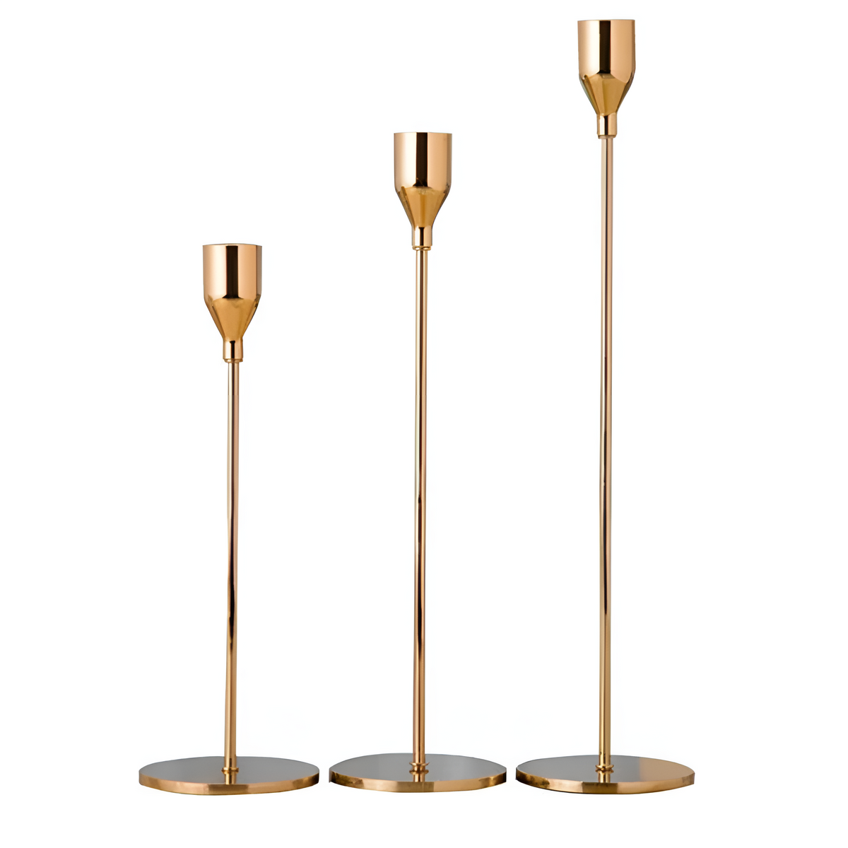 Sable Candle Holder Set - Brushed Metal, 3 Taper Candle Holders 2