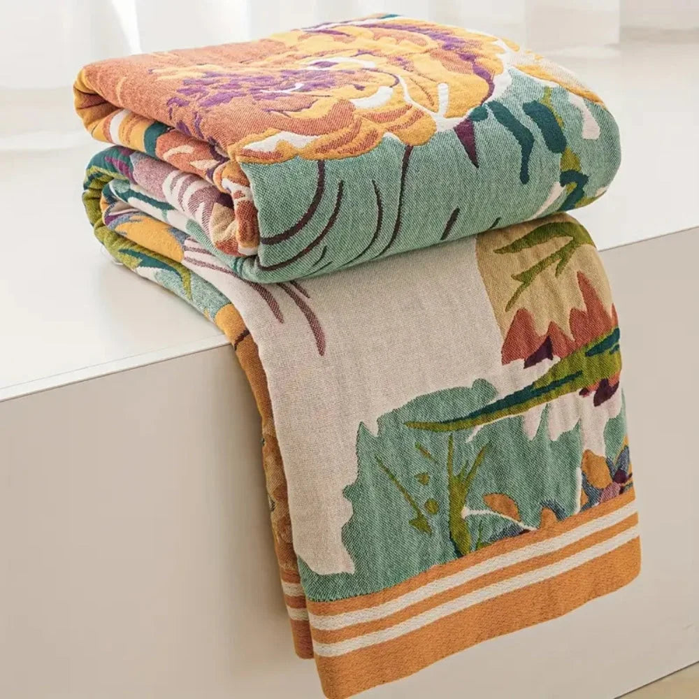 Sable Floral Blanket - 100% Cotton, Reversible Design 2