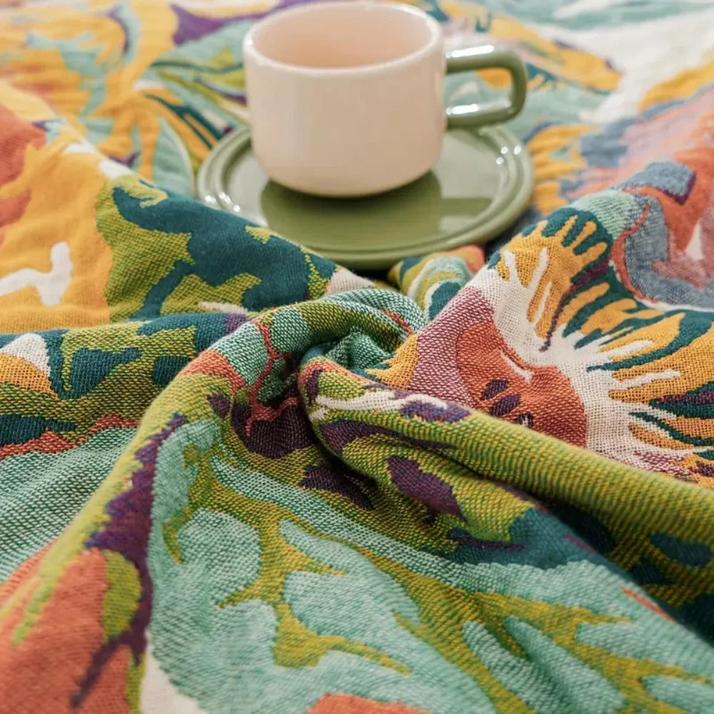 Sable Floral Blanket - 100% Cotton, Reversible Design 3