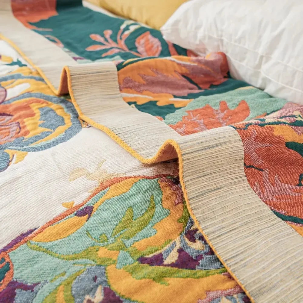 Sable Floral Blanket - 100% Cotton, Reversible Design 4