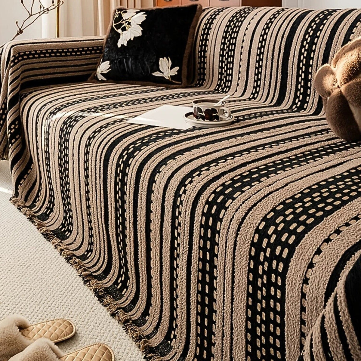Sahara Sofa Cover - Plush Microfiber, Boho Design 2
