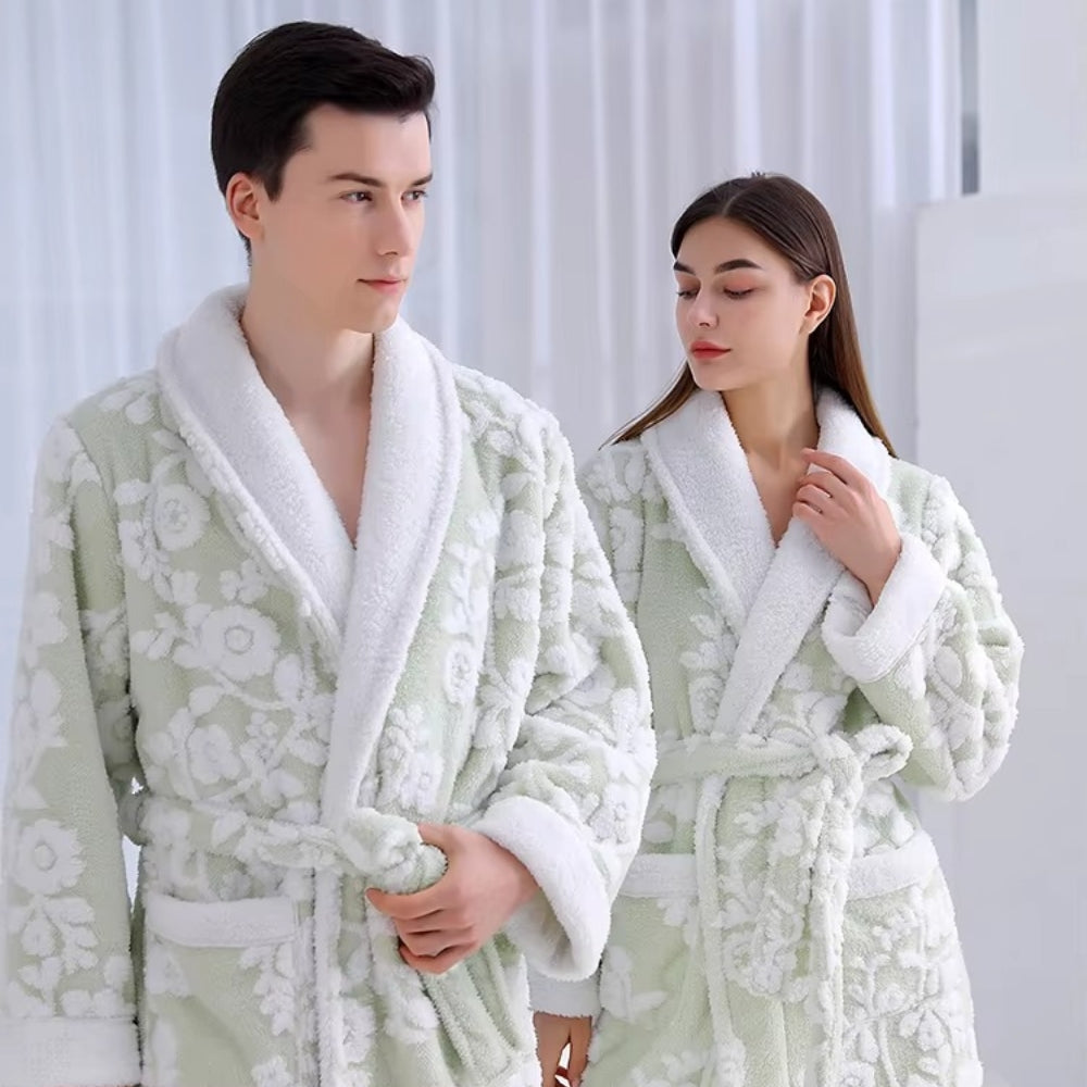 Solara Luxe Bathrobe - Plush Microfiber, Double-Layer Jacquard Design 5